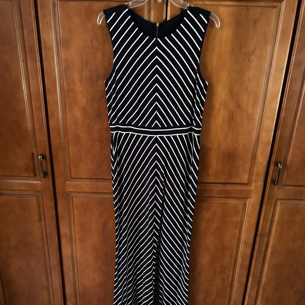 Taylor Blue & White Striped Maxi Dress Size 10